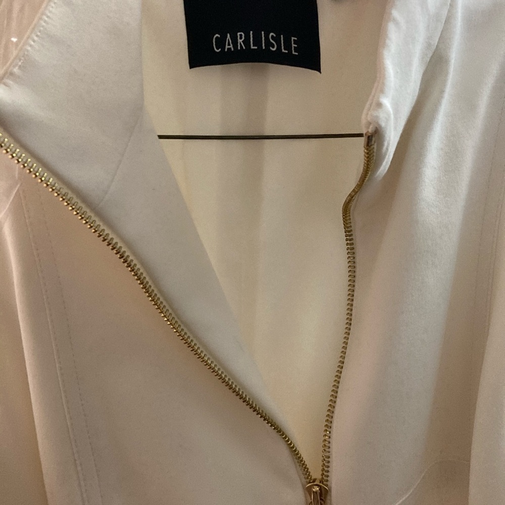 Carlisle Cream Sleeveless Midi Dress with Gold Zipper Accents - Picture 3 of 5